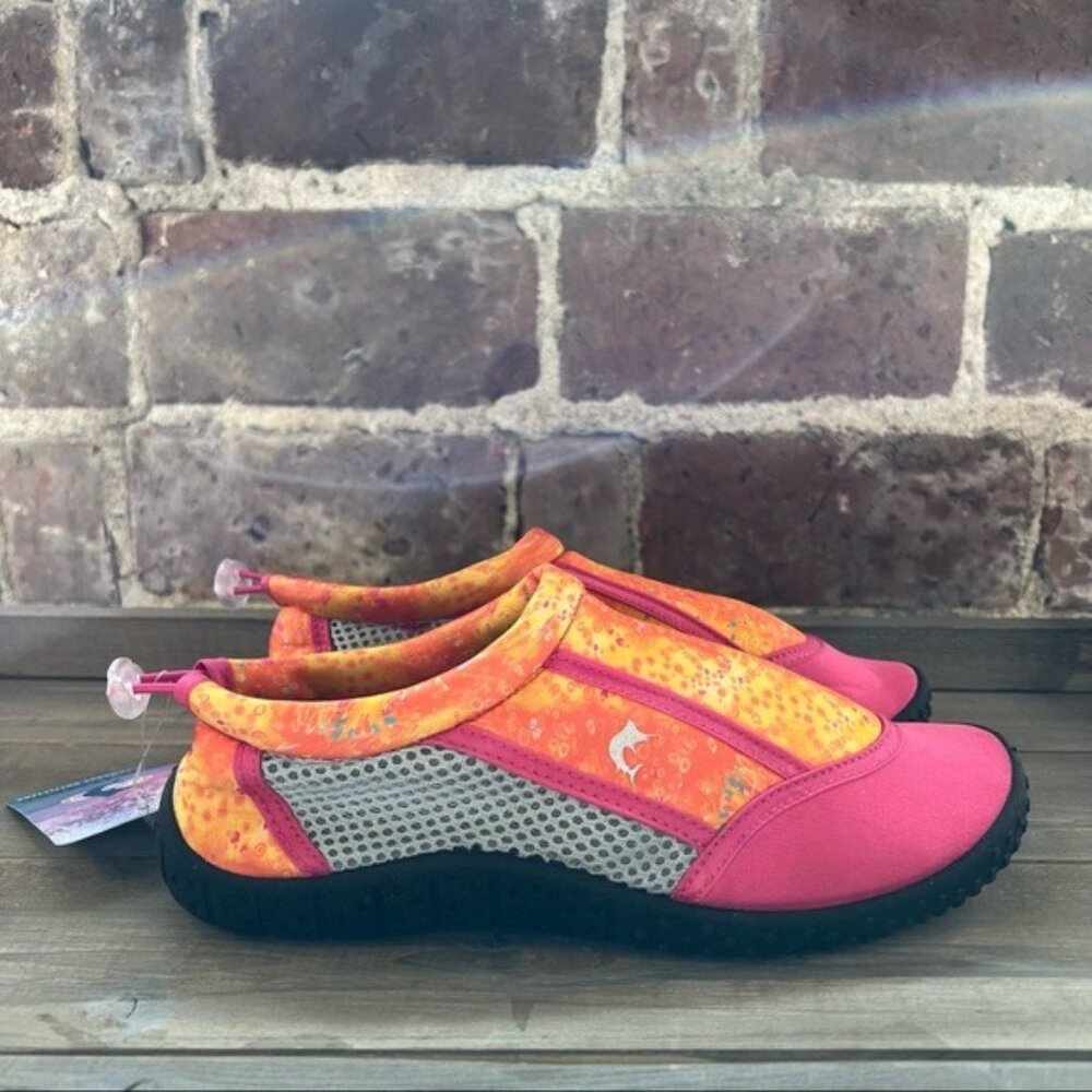 NWT Reel Legends Girls Pink & Orange Water Shoes Sz 4